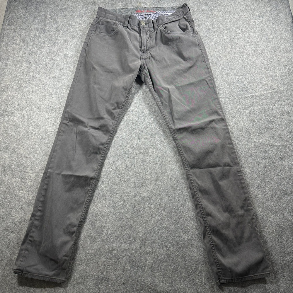 Robert Graham Kipling Pants Mens 32 Grey Tailored Fit Stretch